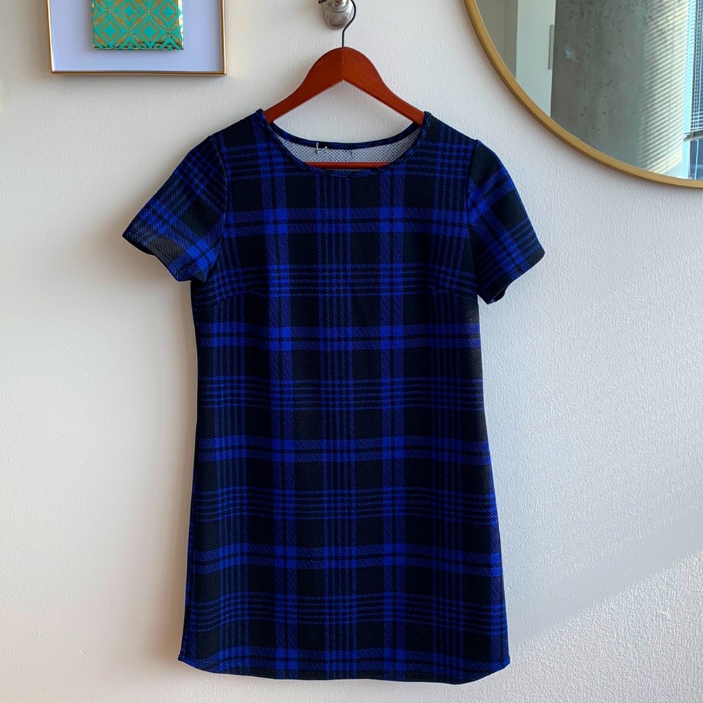 Black & Blue Plaid Dress